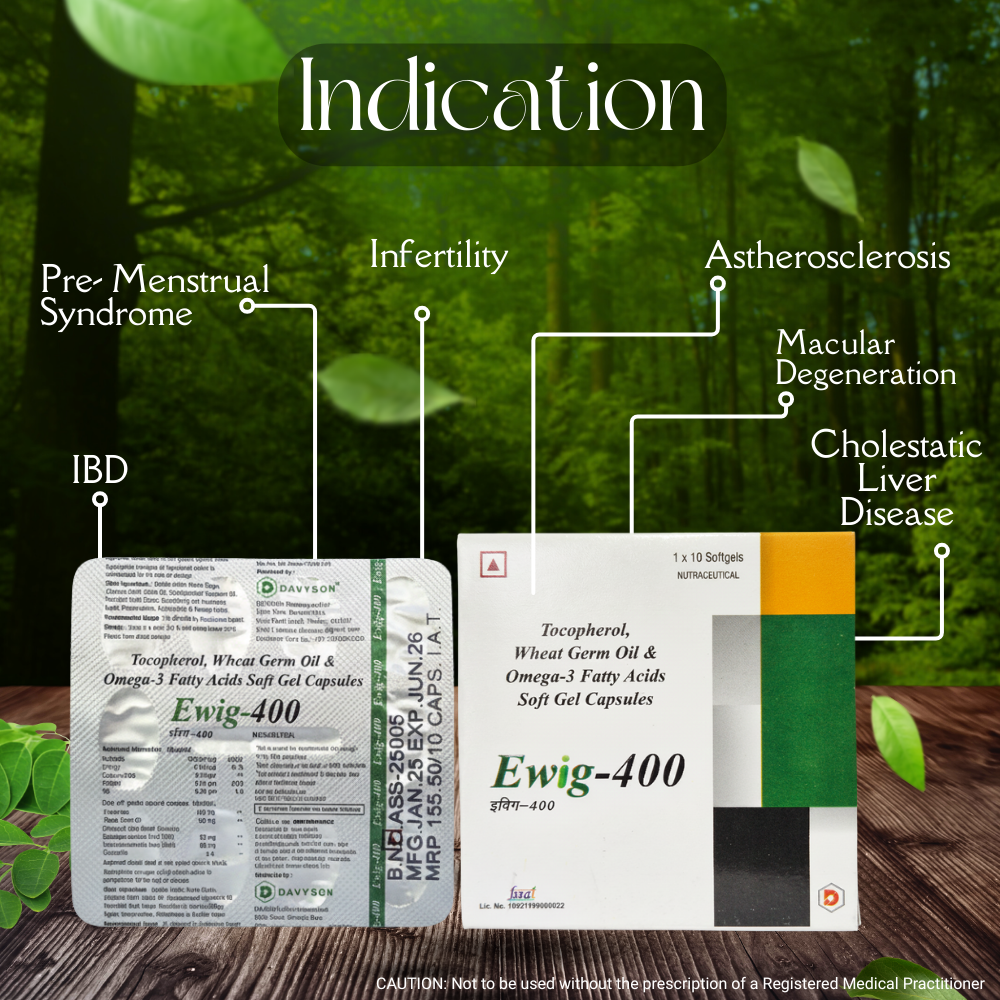 Ewig-400 (Tocopherol, Wheat Germ Oil & Omega-3 Fatty Acids Soft Gel Capsules) - Image 2