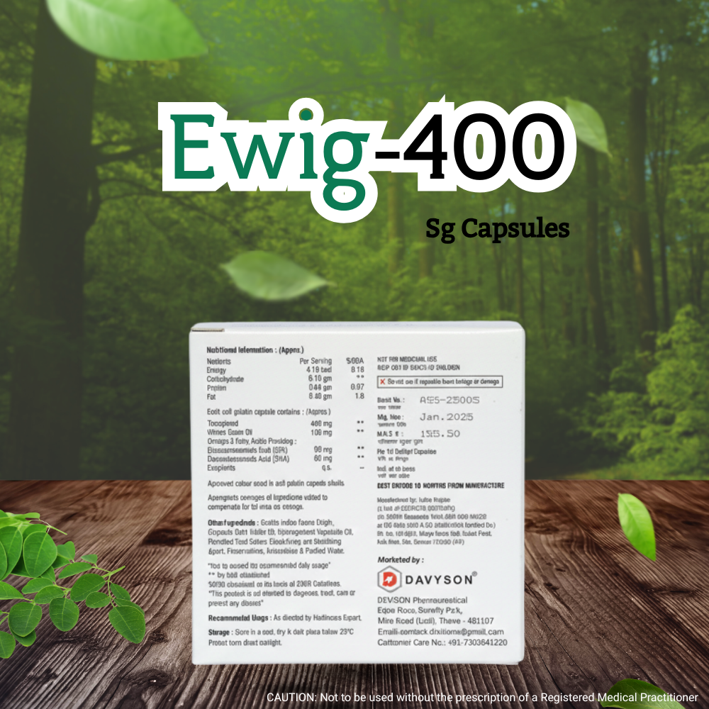 Ewig-400 (Tocopherol, Wheat Germ Oil & Omega-3 Fatty Acids Soft Gel Capsules) - Image 4